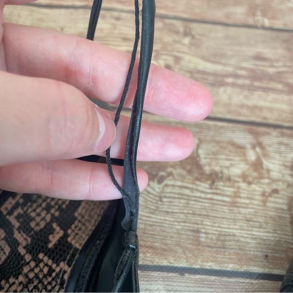 Zara black leather point toe ankle wrap ballet style embossed snake size 7.5 - Picture 14 of 16